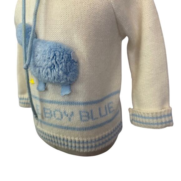 VTG 1970’s A Tiny Tots  Hooded Sweater - 18m Full Zip - Light Blue And White - Picture 3 of 8